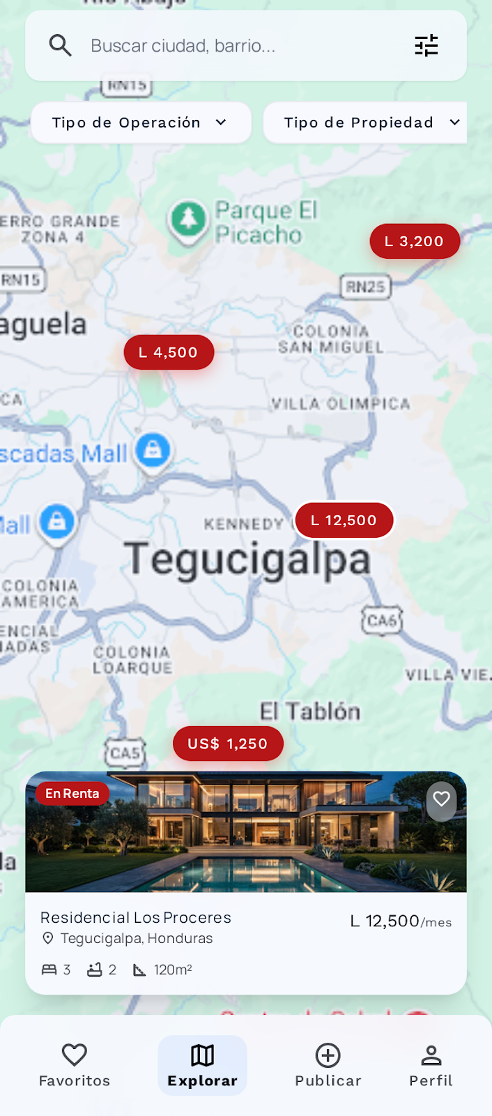 Vista de la aplicación móvil de CAZA